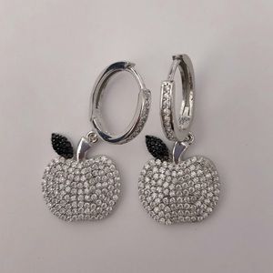 🍎925 silver earrings apple cz stones teacher gift
